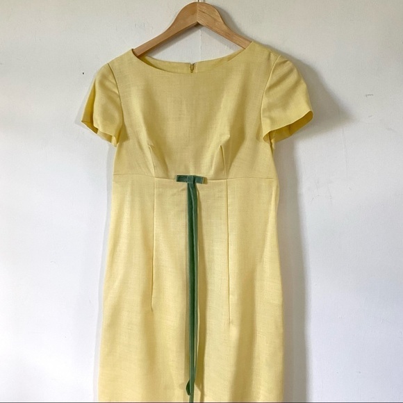 Vintage 60s Long Prom Dress Pale Yellow Maxi Retro Short Sleeve Womens Small - Picture 2 of 11